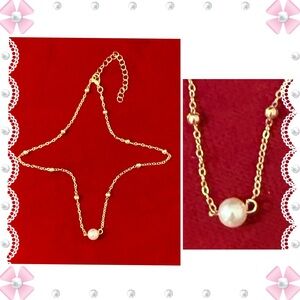 Necklace - faux pearl & beaded gold tone chain - 14.5-17"L - New! BOGO offer ⬇️